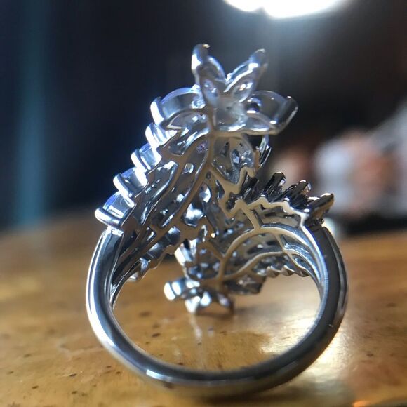 Natural Tanzanite Sterling Silver Bypass Ring Size 7 - Picture 2 of 10